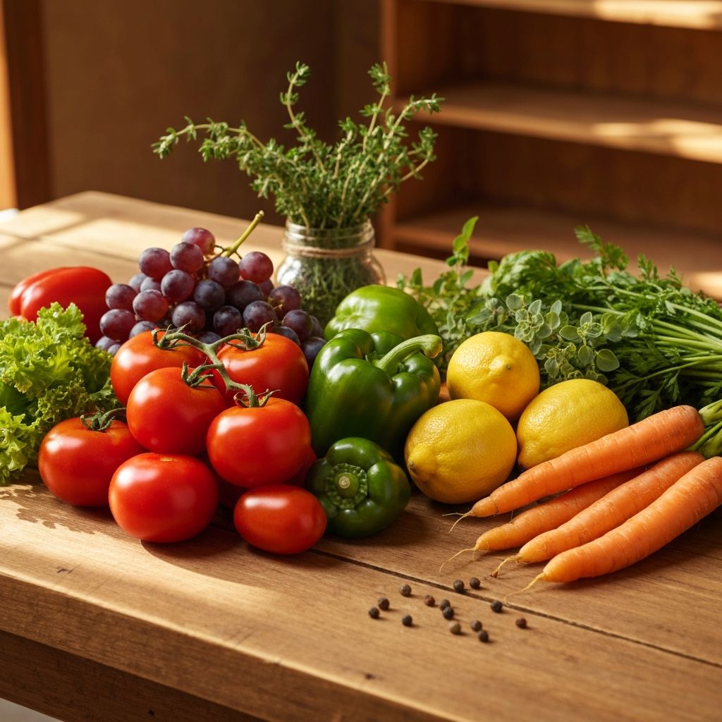 Colorful array of natural ingredients